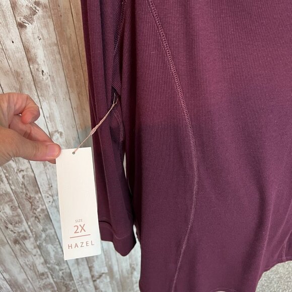 LuLaRoe NWT Cozy Hazel Long Sleeve Raglan V-neck Tee size 2X - Picture 3 of 7